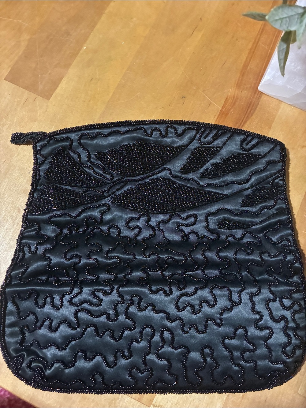 Vintage Black Beaded Evening Clutch Bag